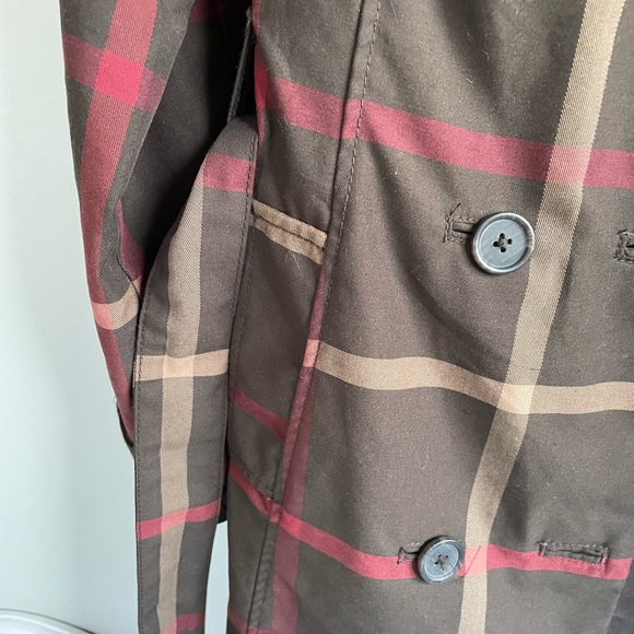 MERONA WATER REPELLANT TRENCH COAT TAN BROWN RED PLAID POCKETS BELT - Picture 5 of 13